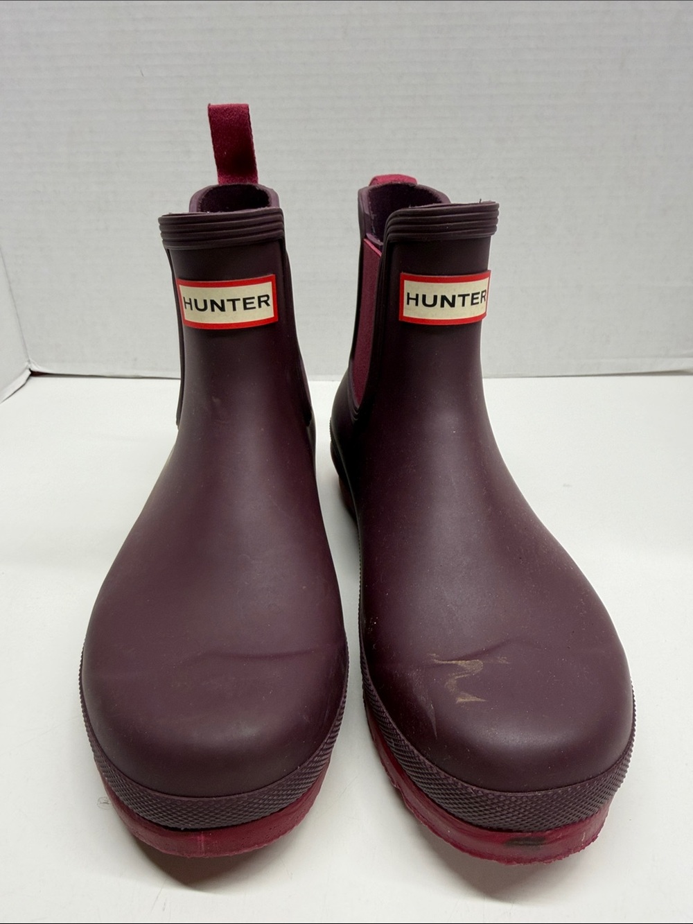 Hunter Original Chelsea Rain Boots Short Rubber Waterproof Boot Matte Maroon 9